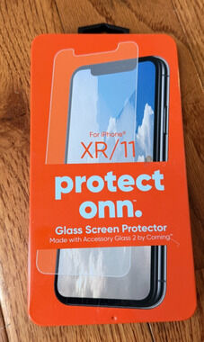 Onn Glass Screen Protector for iPhone XR 11 Corning 9H Hardness Tray Included